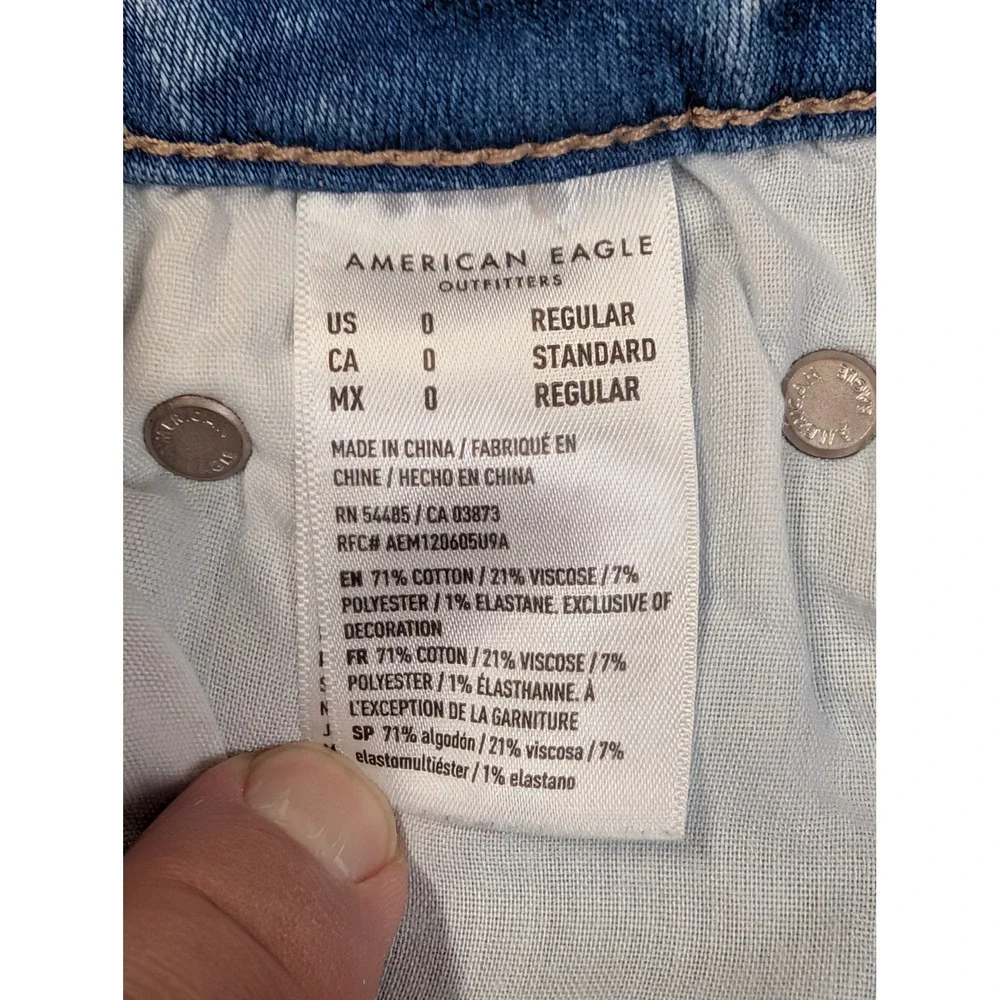 American Eagle Womens Jeans 0 Super Hi Rise Flare Distressed Blue